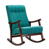 Risco Rocking Chair With Button Tufted Back (Teal) - WoodenTwist